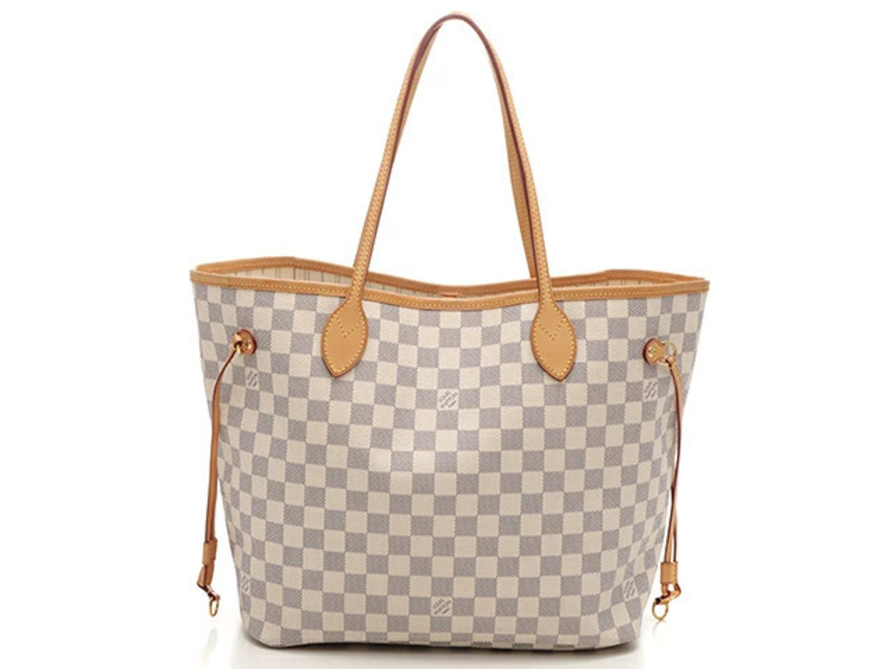 Louis Vuitton Neverfull Tote Bag Damier Azur White